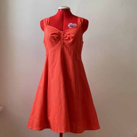 Elegant Orange Coral Sleeveless Dress - Picture 5 of 12